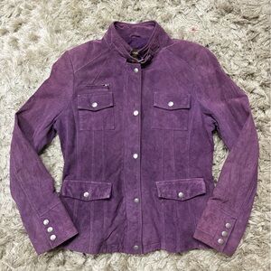 Danier purple Suede Jacket with Silver Buttons Sz large
